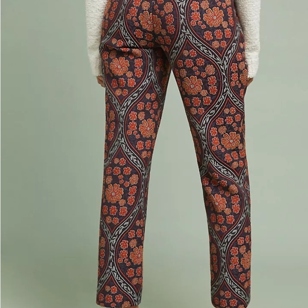 Anthropologie Floral Patterned Slim Ankle Pants 2 - Picture 3 of 8